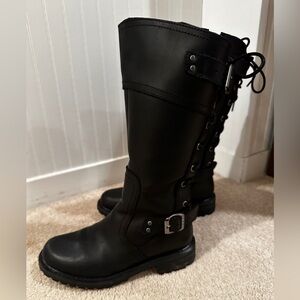 Harley-Davidson® Women's Alexa Back Lace Black Leather Motorcycle Boots